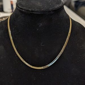 925 Sterling Silver 18K Gold 4MM Herringbone Necklace - 18 inches